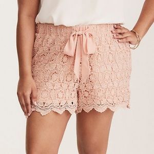 Pink lace shorts